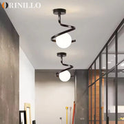 Modern Minimalist LED Ceiling Light – Glass & Iron Decorative Lamp for Hallway, Bedroom & Balcony