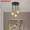 Modern Black 4-Head Ceiling Light | Minimalist E27 Chandelier for Bedroom, Kitchen & Corridor
