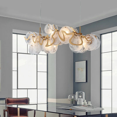 Modern Art Design LED Pendant Lamp for Living Rooms, Bedrooms, Dining Rooms - Round Ring Glass Ceiling Chandelier