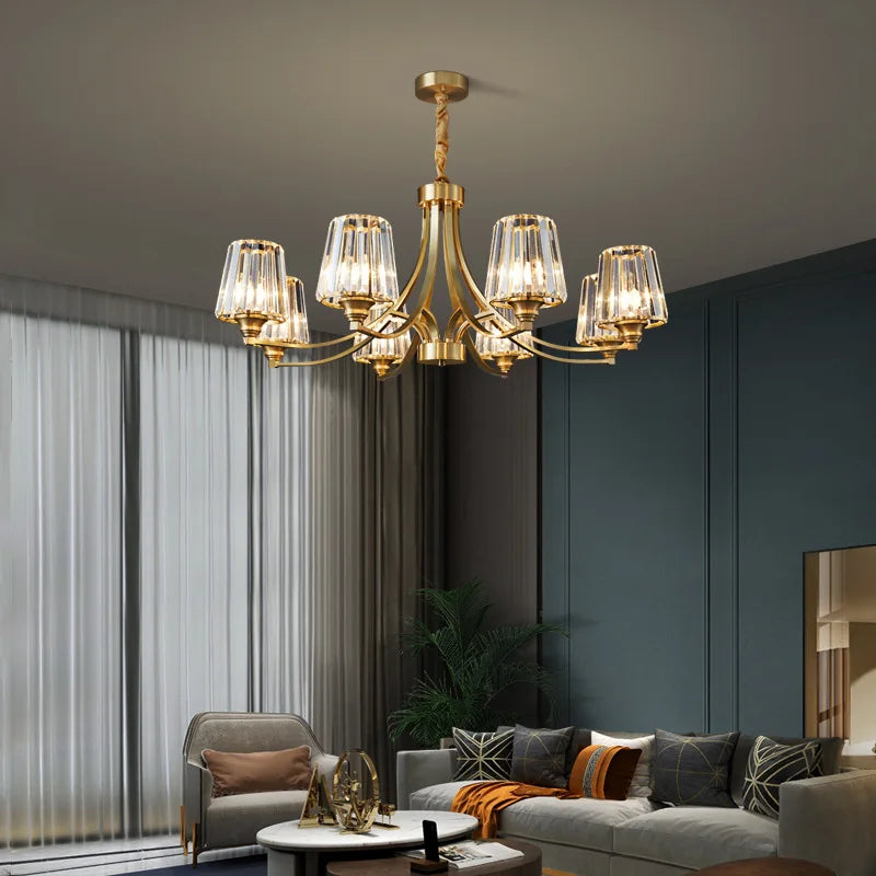 Luxury Postmodern Crystal Chandelier: Elevates Living, Dining, and Bedrooms with American Copper Pendant Light Fixture