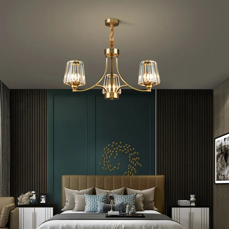 Luxury Postmodern Crystal Chandelier: Elevates Living, Dining, and Bedrooms with American Copper Pendant Light Fixture