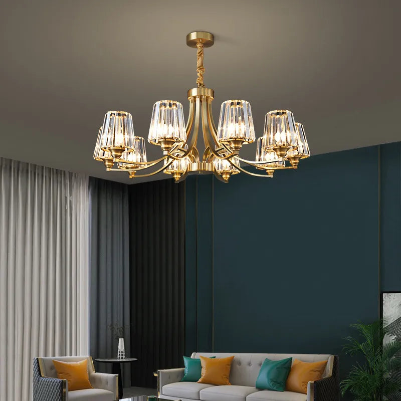 Luxury Postmodern Crystal Chandelier: Elevates Living, Dining, and Bedrooms with American Copper Pendant Light Fixture