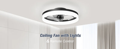 Smart Ceiling Fan with LED Light - Remote Control, Retractable Silent Blades for Bedroom Decor