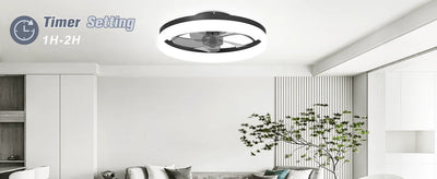 Smart Ceiling Fan with LED Light - Remote Control, Retractable Silent Blades for Bedroom Decor