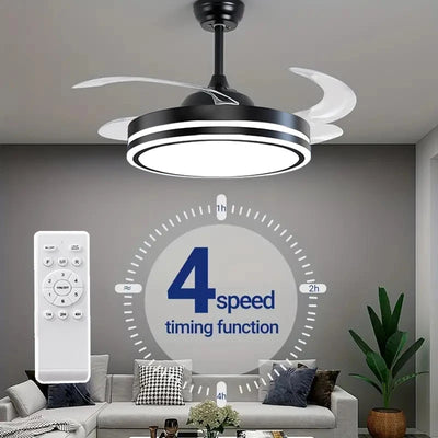 IRALAN Modern Ceiling Fan with Light – Home Electric Fan with Invisible Blades and Remote Control