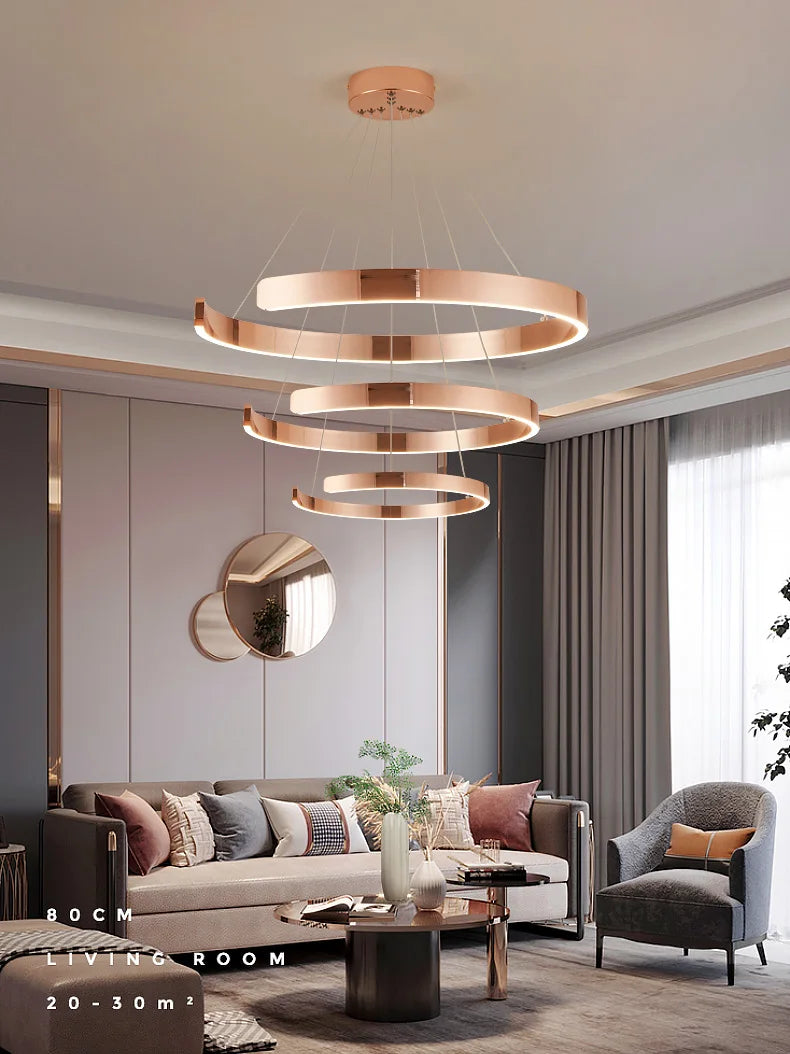 Modern LED Pendant Chandelier: Nordic Round Ring Lamps for Dining Room, Bedroom, Living Room