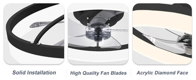 Smart Ceiling Fan with LED Light - Remote Control, Retractable Silent Blades for Bedroom Decor