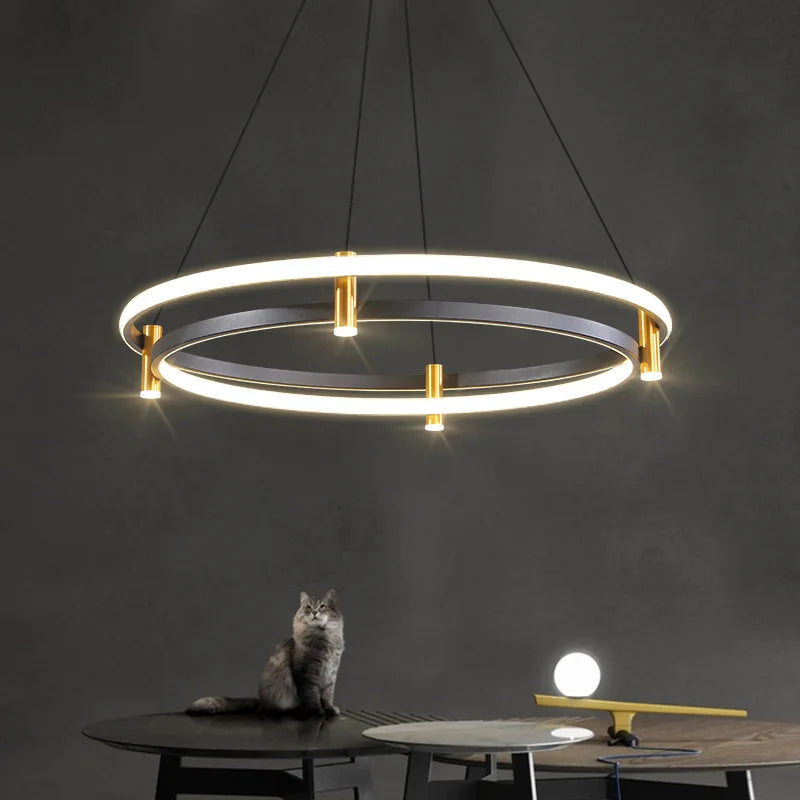 Contemporary LED Ceiling Chandelier for Living, Dining, and Bedroom Spaces with Nordic Designer Pendant Lights