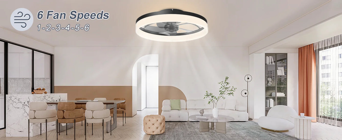 Smart Ceiling Fan with LED Light - Remote Control, Retractable Silent Blades for Bedroom Decor