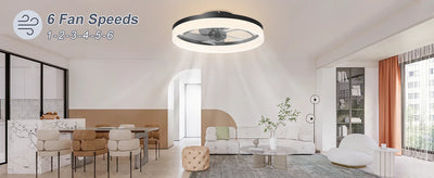 Smart Ceiling Fan with LED Light - Remote Control, Retractable Silent Blades for Bedroom Decor