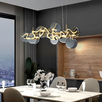 Modern Art Design LED Pendant Lamp for Living Rooms, Bedrooms, Dining Rooms - Round Ring Glass Ceiling Chandelier