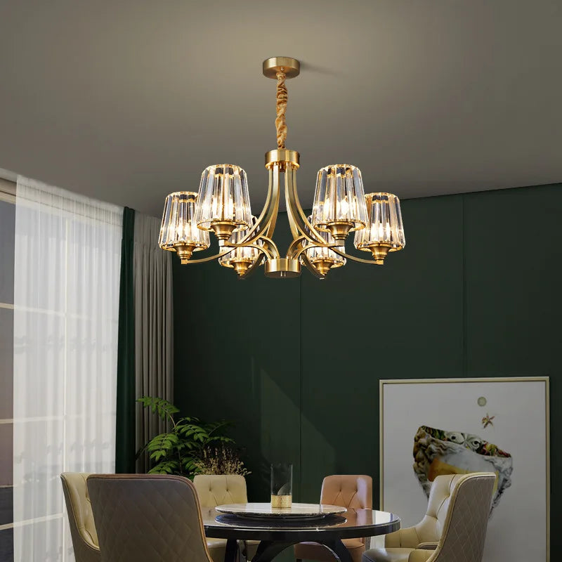 Luxury Postmodern Crystal Chandelier: Elevates Living, Dining, and Bedrooms with American Copper Pendant Light Fixture