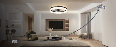 Smart Ceiling Fan with LED Light - Remote Control, Retractable Silent Blades for Bedroom Decor