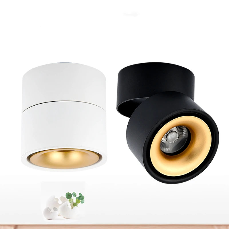 Dimmable 360° Rotatable COB LED Ceiling Light – Surface Mounted Adjustable Spot Downlight
