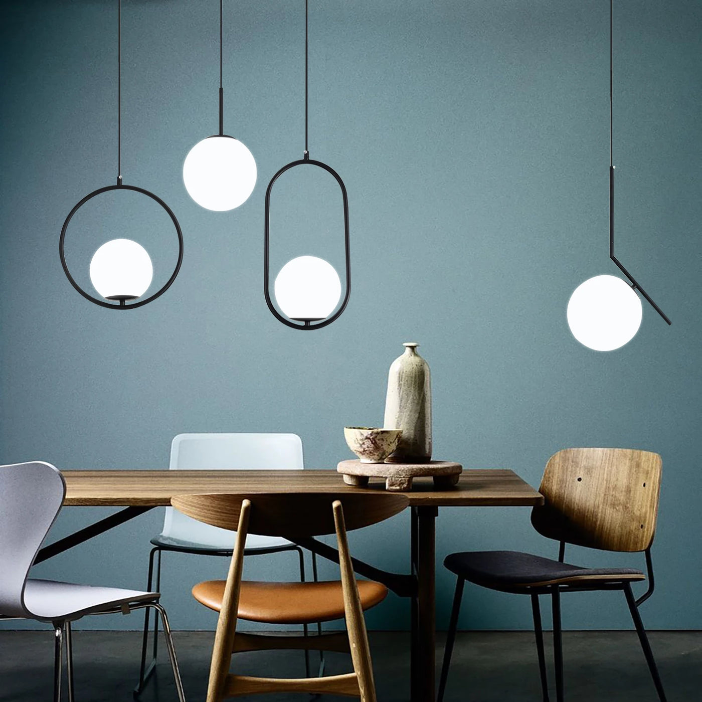 Nordic Modern Glass Ball Pendant Light - Elegant Ceiling Fixture for Dining Room and Bedroom