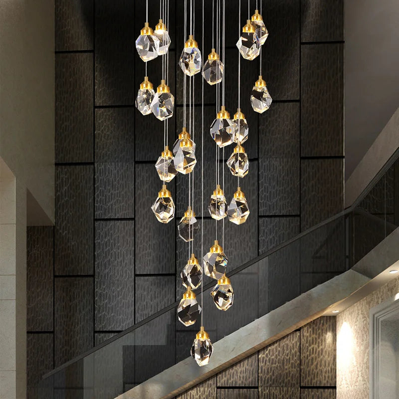 Luxurious Crystal Ceiling Chandelier with Irregular Design and Warm Glow for Home, Hotel, or Restaurant Decor