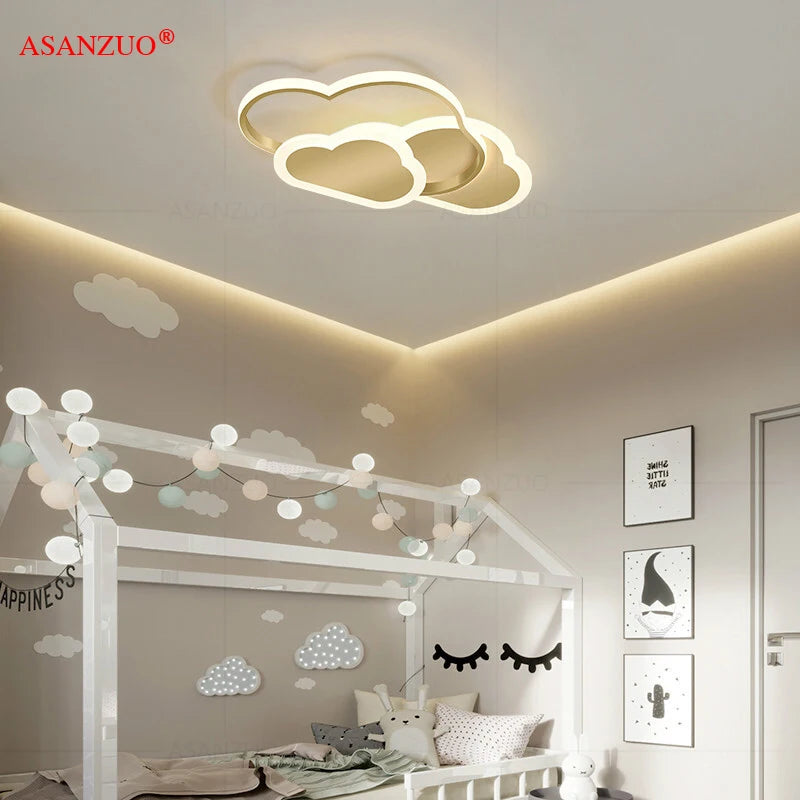 Modern LED Cloud Ceiling Lamp for Children's Room - Dimmable Lighting Fixtures