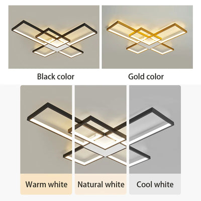 Modern LED Ceiling Lights Living Room Lustre Home Decor Dimmable Black/Gold Ceiling Lamp Fixtures