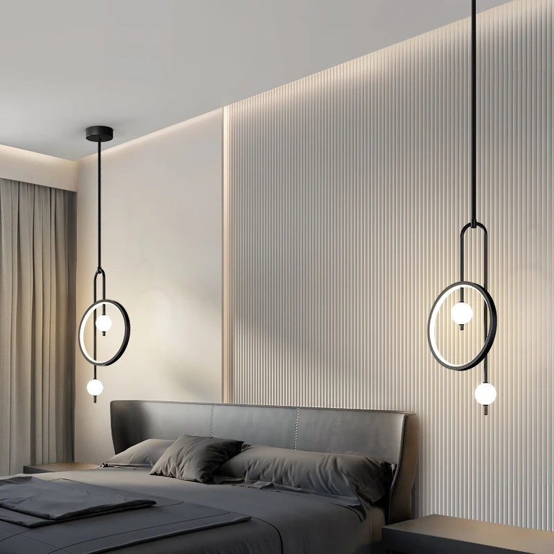 Modern Gold Ring LED Pendant Light - Luxurious Illumination for Bedrooms and Living Rooms