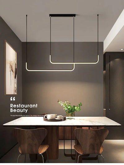 Modern LED Ceiling Chandelier – Dimmable Minimalist Pendant Light for Dining Room, Kitchen, and Home Decor