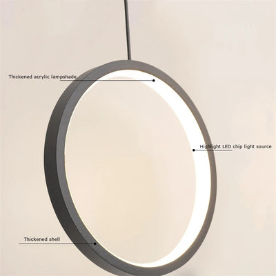 Industrial Ring Pendant Lights: Perfect for Bedroom, Parlor, Restaurant, Bar - LED Indoor Lighting in White or Black