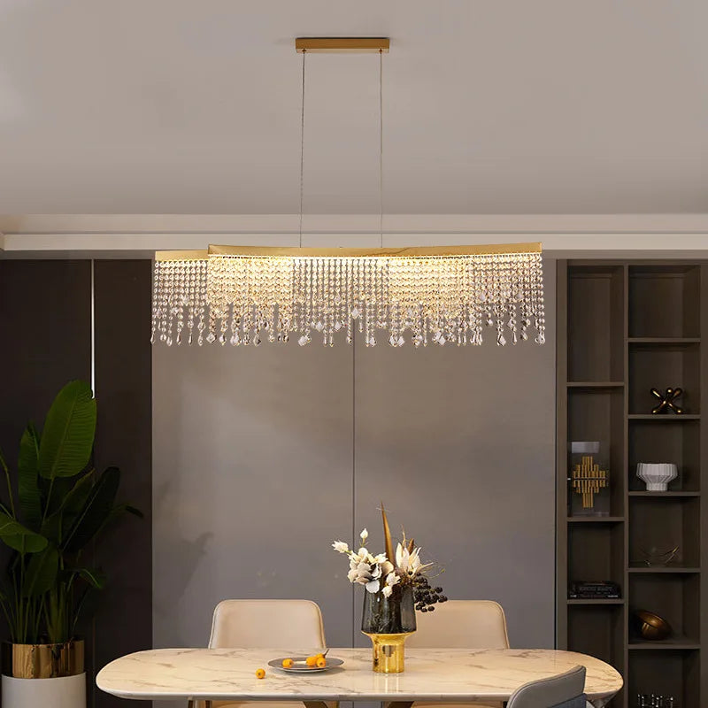 Modern Crystal LED Chandelier Foyer Diningroom Hotel Hall Bedroom Hanglamp Cord Pendant Adjustable Home Decoration Lighting