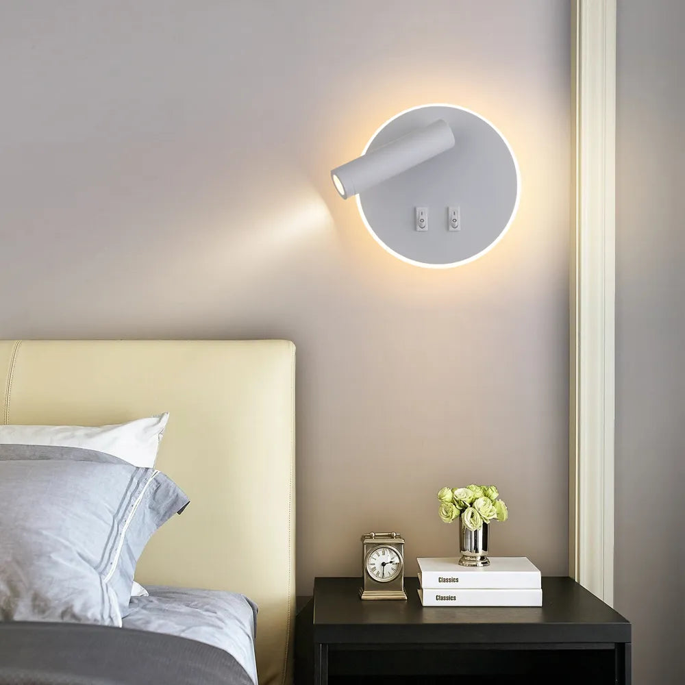 Adjustable LED Wall Lamp - Modern Backlight Sconce for Bedroom, Study, and More