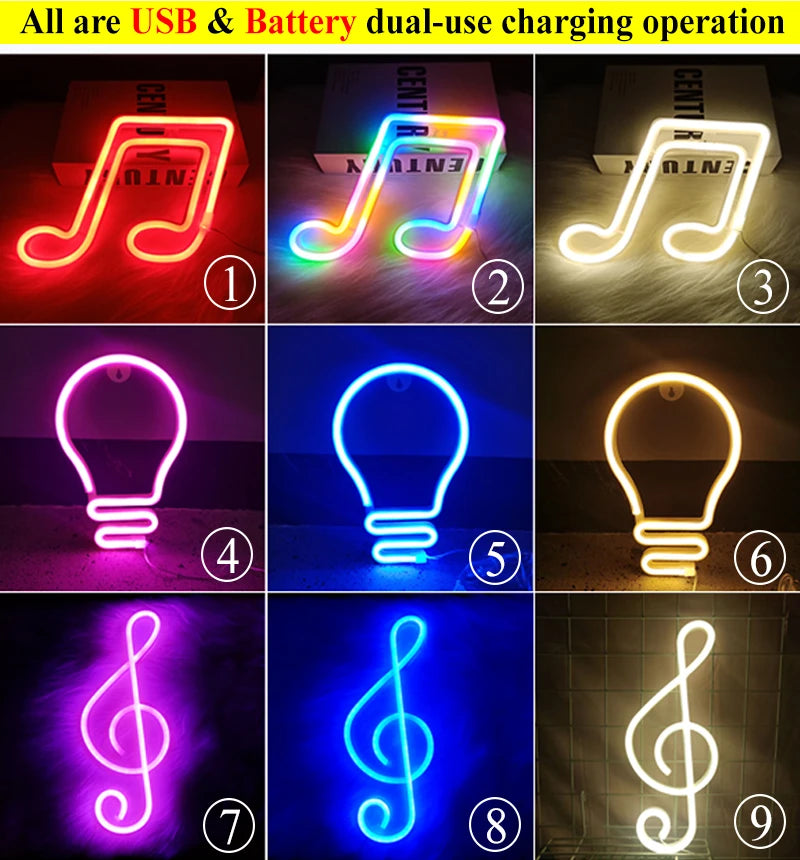 LED Neon Night Light Sign USB/AA Battery Powered Wall Hanging Neon Lamp for Bedroom, Party, Wedding, and Christmas Decoration