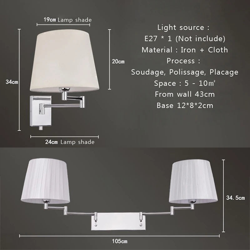 Modern American Fabric Wall Lamp - Stylish Bedside and Decorative Lighting