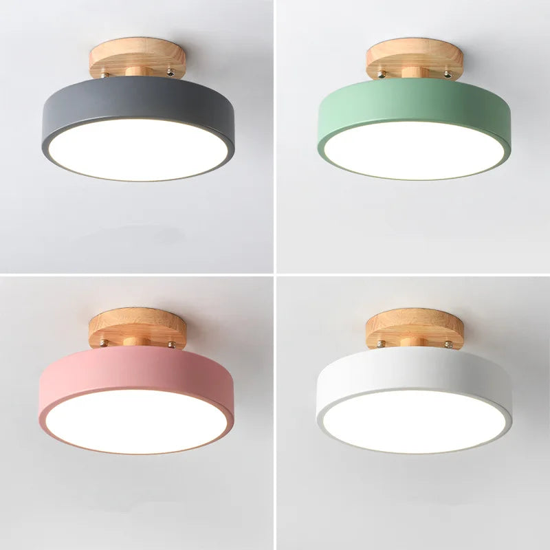 Nordic Wood Round Ceiling Lamps - Industrial Lighting for Entrance Hallway, Dining Room, Bedroom