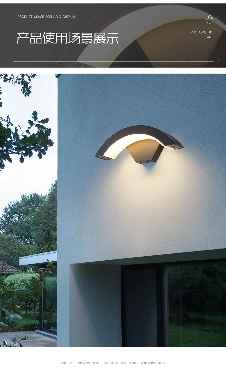 Modern Waterproof Outdoor Wall Lamp with PIR Motion Sensor Light For Garden, Porch, Front Door