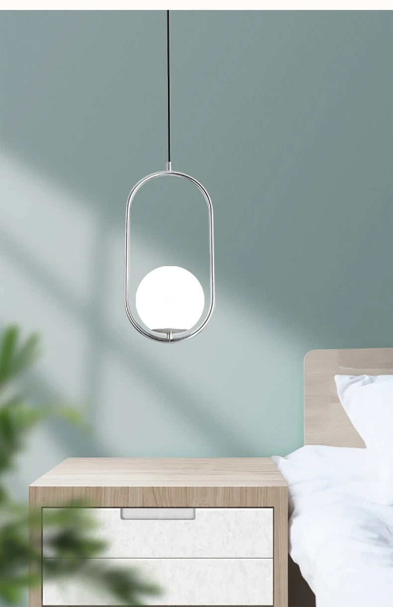 Nordic Modern Glass Ball Pendant Light - Elegant Ceiling Fixture for Dining Room and Bedroom