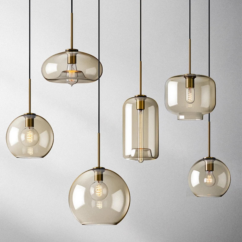 Nordic Industrial Chic: Glass Lustre Pendant Light with Modern Edge