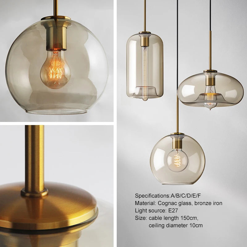 Nordic Industrial Chic: Glass Lustre Pendant Light with Modern Edge