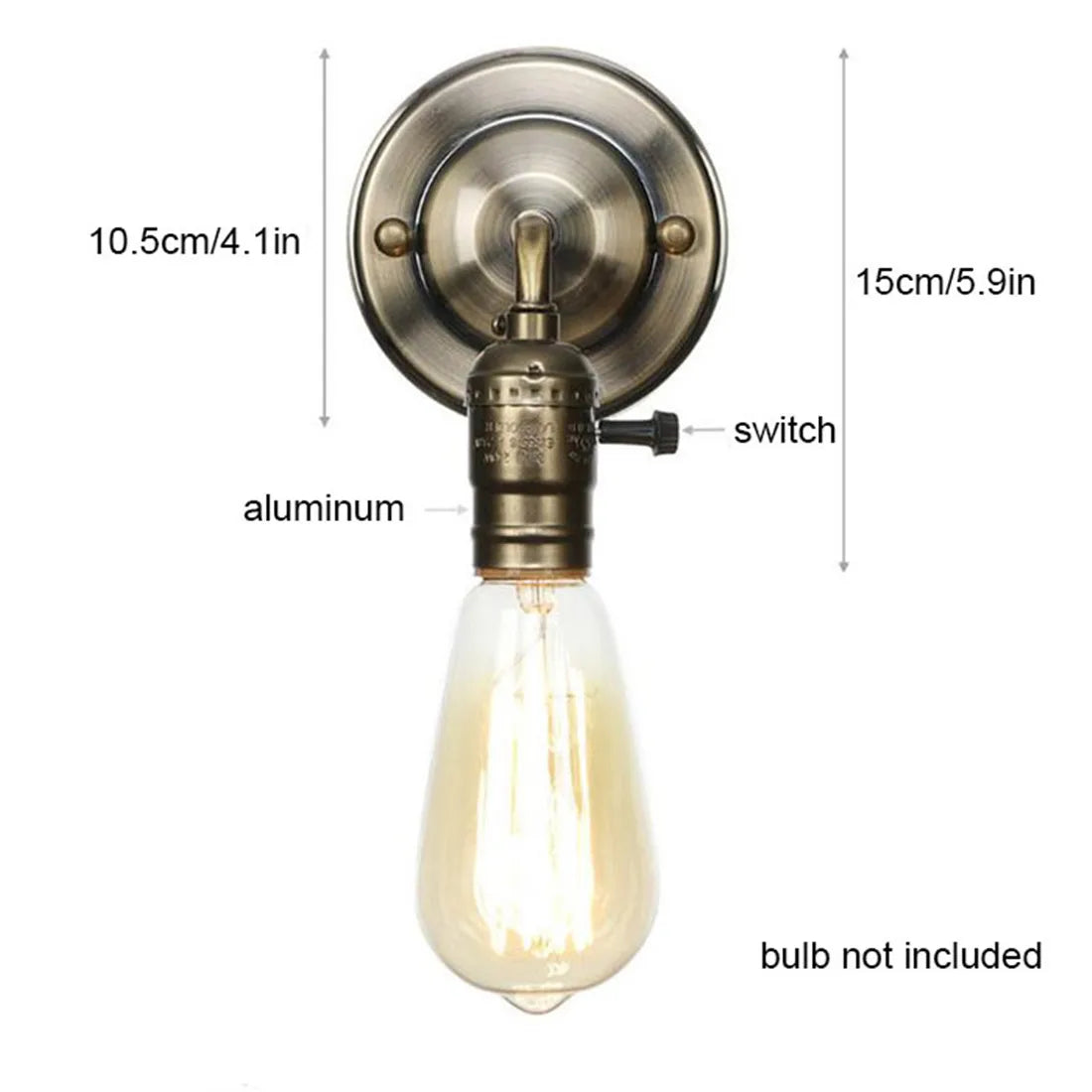 Retro Vintage Iron LED Wall Lights with Pull Chain Switch: Loft Style Chrome Bedroom Sconces