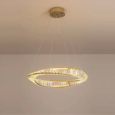 Dimmable LED Gold/Silver Crystal Chandelier, 2 Layers, Perfect for Dining Rooms, Suspension Luminaire