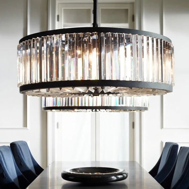 Modern Vintage Crystal Chandelier Lighting Pendant Hanging Light Ceiling Mounted Chandeliers Lamp for Home Hotel Villa Decor