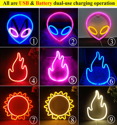 LED Neon Night Light Sign USB/AA Battery Powered Wall Hanging Neon Lamp for Bedroom, Party, Wedding, and Christmas Decoration