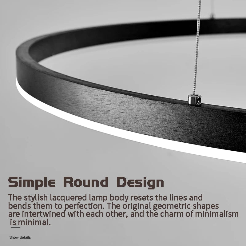 Minimalist Modern LED Chandelier - Brushed Rings Home Lighting - Ceiling Mounted Chandelier - Hanging Lamp