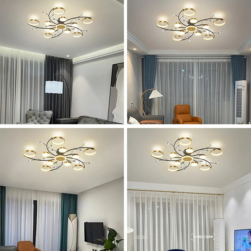 Elegant Modern LED Crystal Chandeliers for Any Room - Dimmable with Remote Control