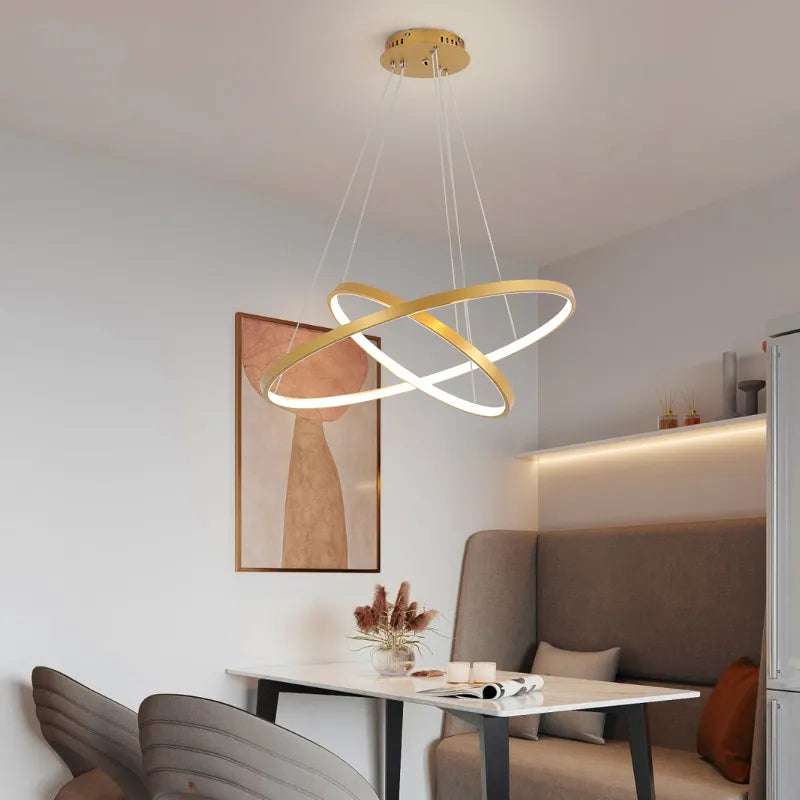 Modern LED Ring Chandelier - Stylish Lighting Fixture for Dining, Living, and Bedroom Spaces