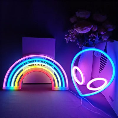 LED Neon Night Light Sign USB/AA Battery Powered Wall Hanging Neon Lamp for Bedroom, Party, Wedding, and Christmas Decoration