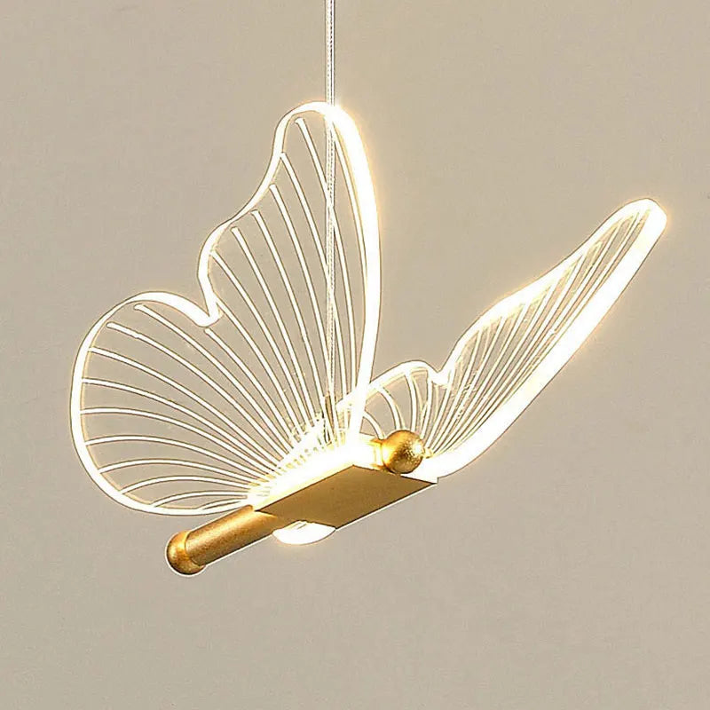 Nordic Butterfly LED Pendant Lamp: Elegant Lighting Fixture for Bedroom, Staircase, and Ceiling Décor