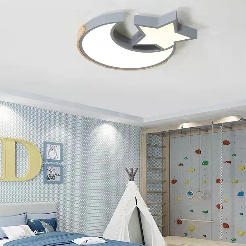 Modern LED Star Moon Ceiling Lamp - Stylish Chandelier for Bedroom, Living Room, and Children's Room