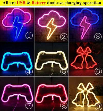 LED Neon Night Light Sign USB/AA Battery Powered Wall Hanging Neon Lamp for Bedroom, Party, Wedding, and Christmas Decoration