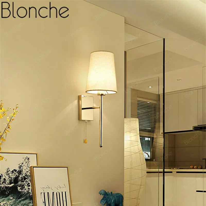 Modern Simple Wall Lamp with Switch - Glass Wall Light Sconces for Bedroom, Restaurant, Living Room, Office, Aisle