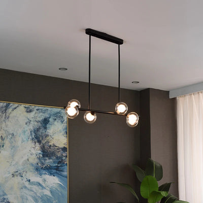 Nordic Long LED Pendant Lights - Glass Ball Chandeliers Ideal for Parlor, Study, Master Bedroom