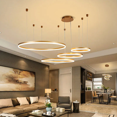 Modern LED Circle Ceiling Chandelier - Stylish Indoor Lighting Fixture for Living Room, Study, and Bedroom