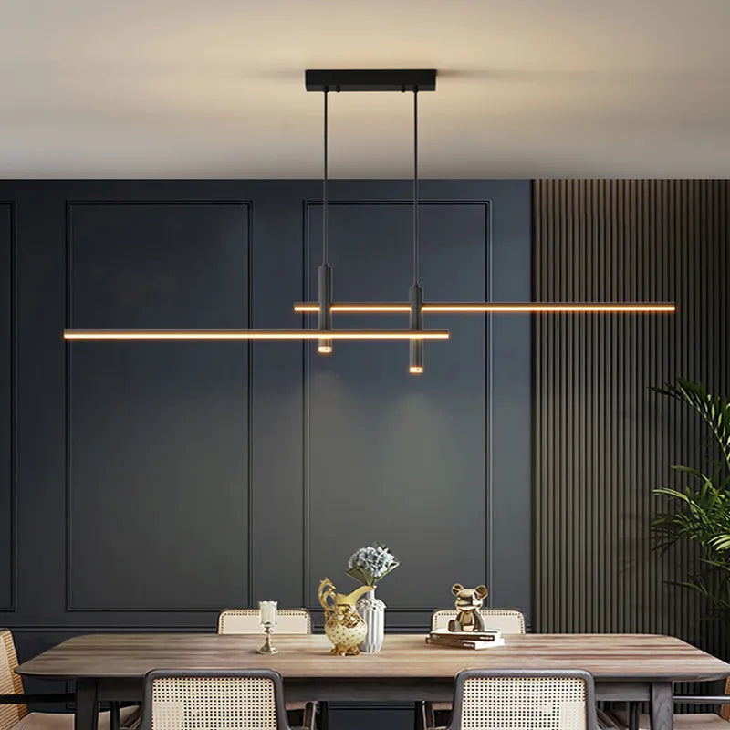 Minimalist Dining Room Chandelier Simple Modern Minimalist Lines Strip designer Lamps