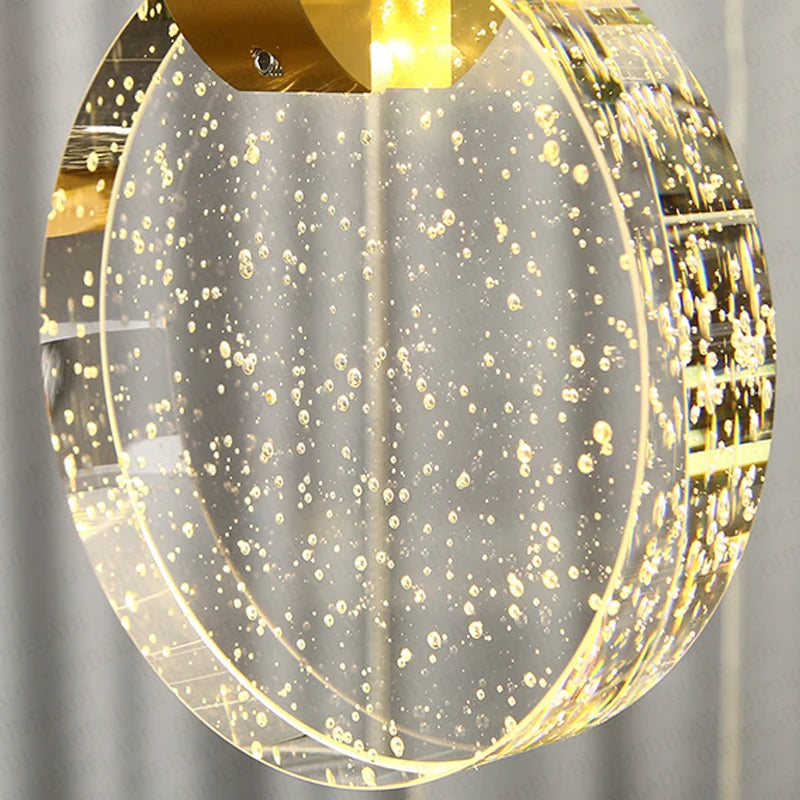 Modern LED Pendant Lights - Round Crystal Chandelier for Bar, Restaurant, and Bedroom